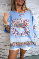 Patchwork Mixed Print Slouchy Top