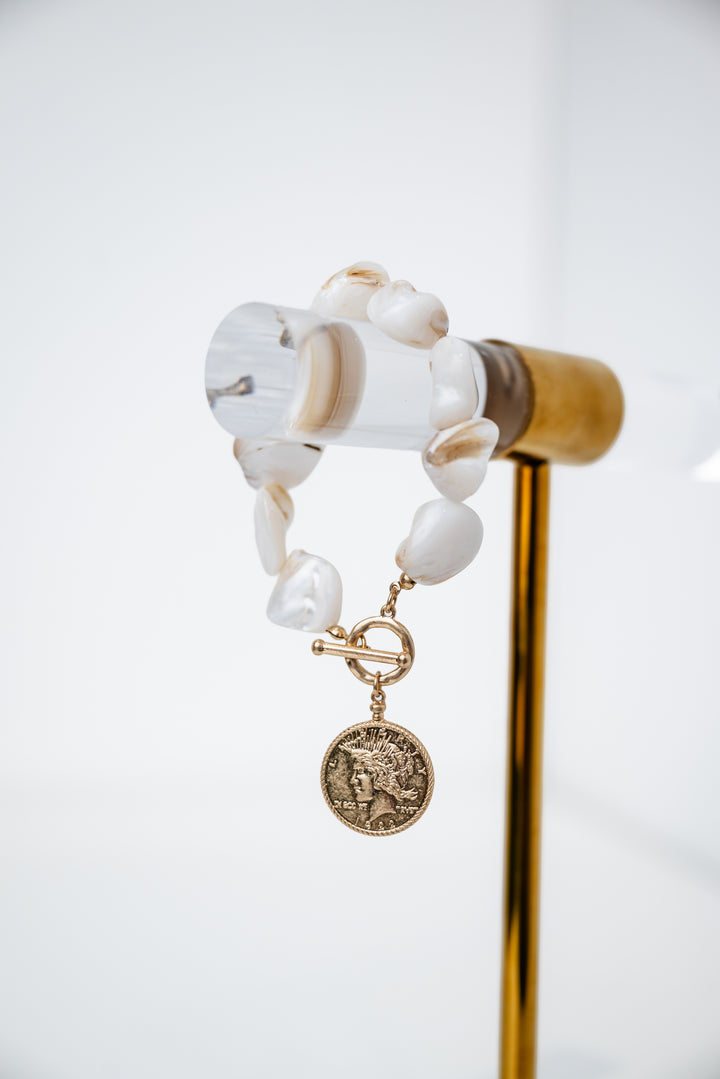 Pearl Coin Toggle Bracelet
