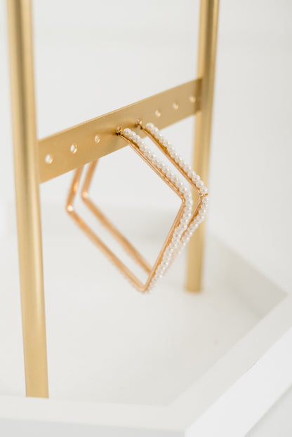 Pearl Edge Square Hoops FINAL SALE