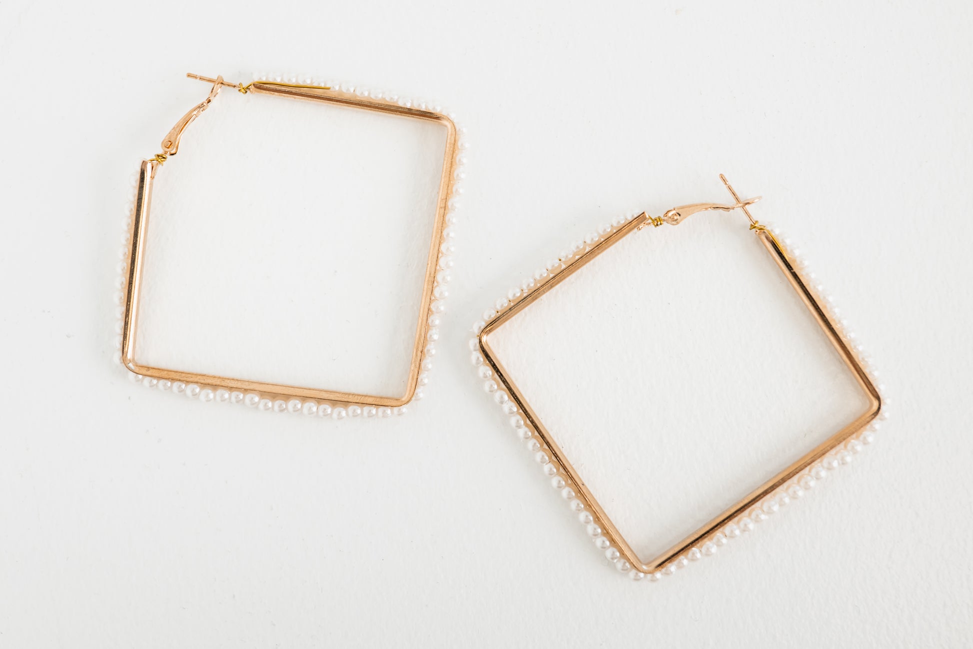 Pearl Edge Square Hoops FINAL SALE