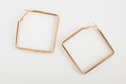 Pearl Edge Square Hoops FINAL SALE