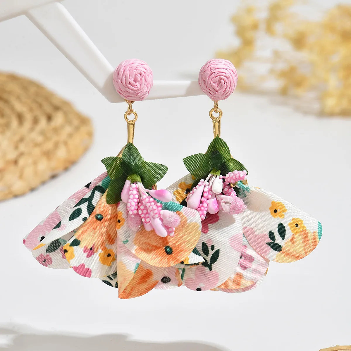Petal Fringe Raffia Earrings