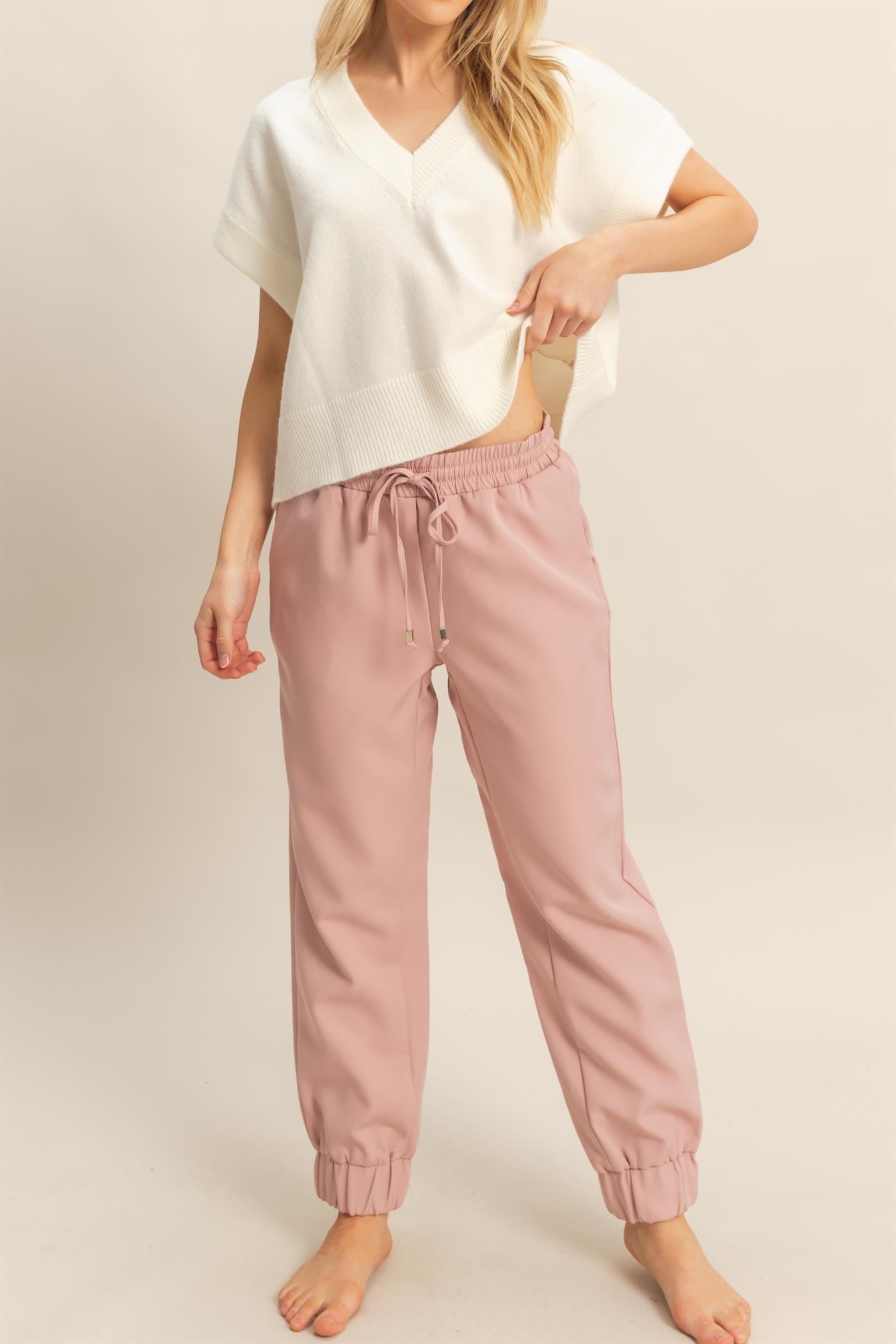Street Luxe Ruched Joggers - Pink