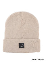 Smiley Face Beanie - Sand Beige | DOORBUSTER
