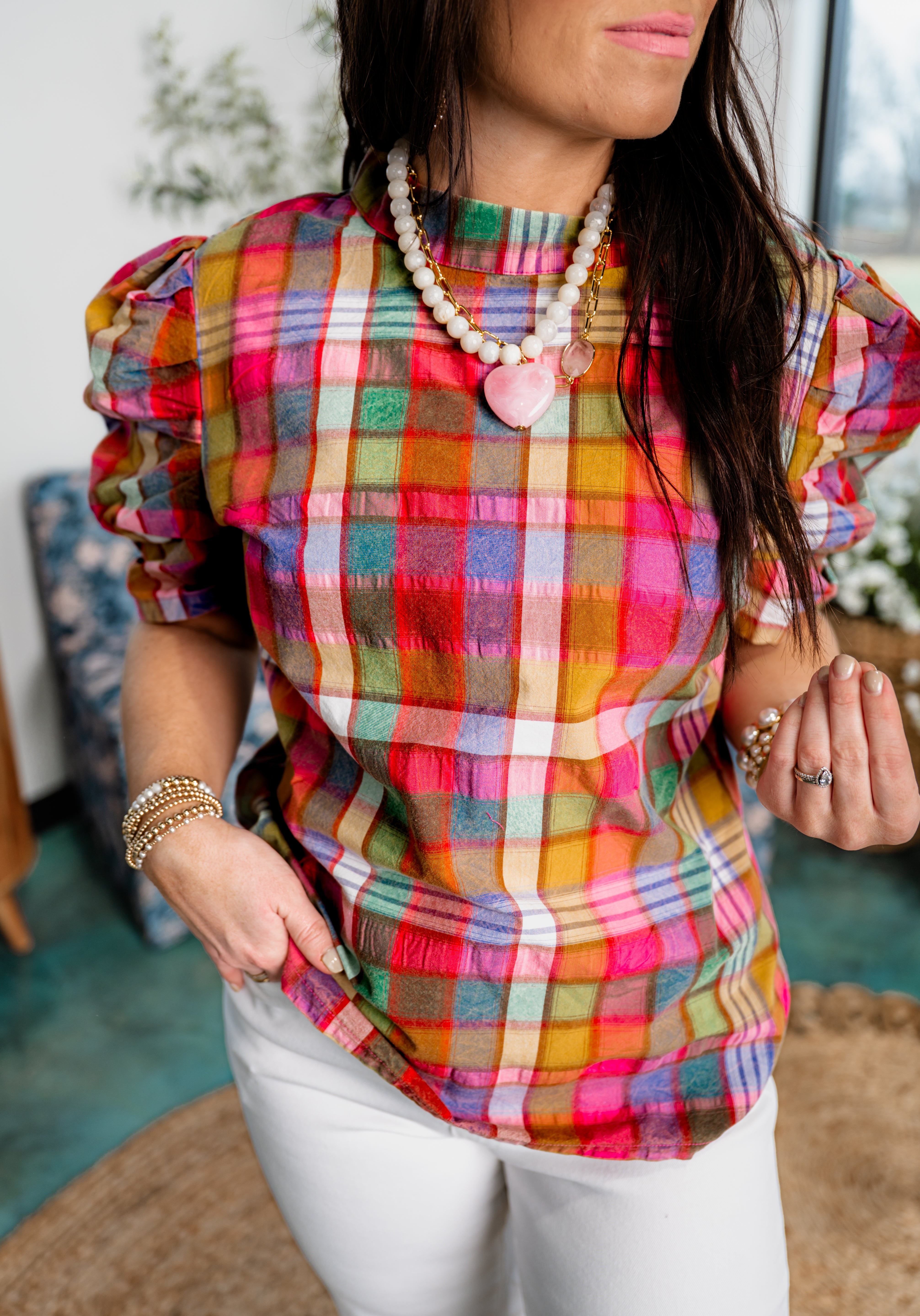 Plaid & Puff Sweetheart Top *Final Sale*