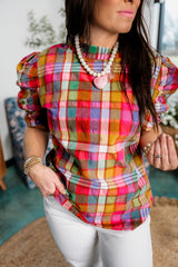 Plaid & Puff Sweetheart Top *Final Sale*