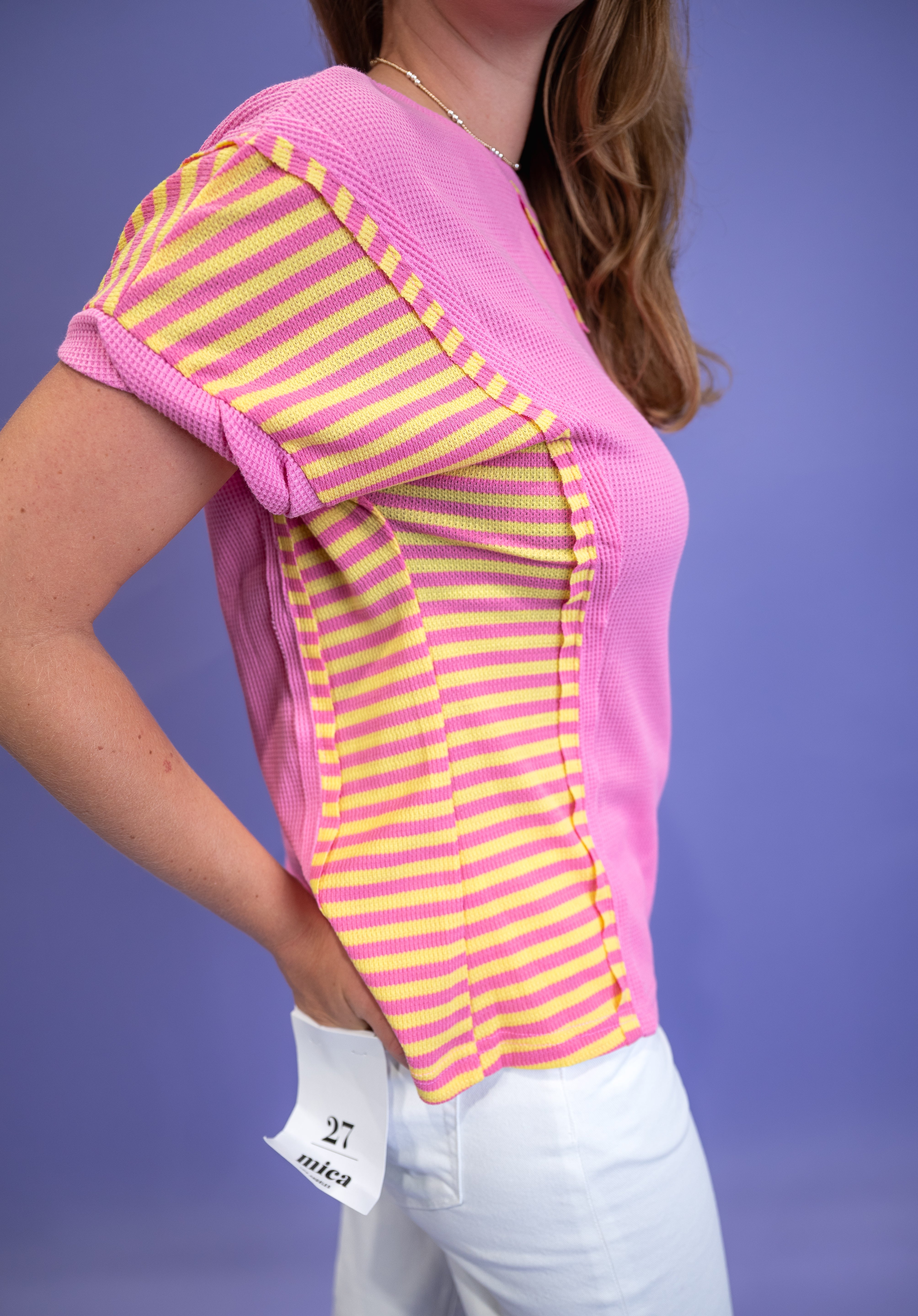 Playful Contrast Stripe Tee