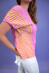 Playful Contrast Stripe Tee