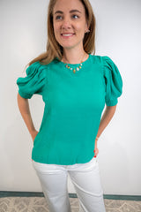 Pleat & Poise Top - Emerald Green