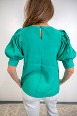 Pleat & Poise Top - Emerald Green