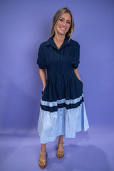 Pleated Harmony Dress - Blue