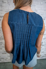 Pleated Swing Sleeveless Top