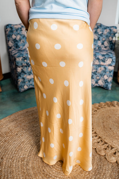 Polka Dot Satin Midi Skirt - EOS Final Sale