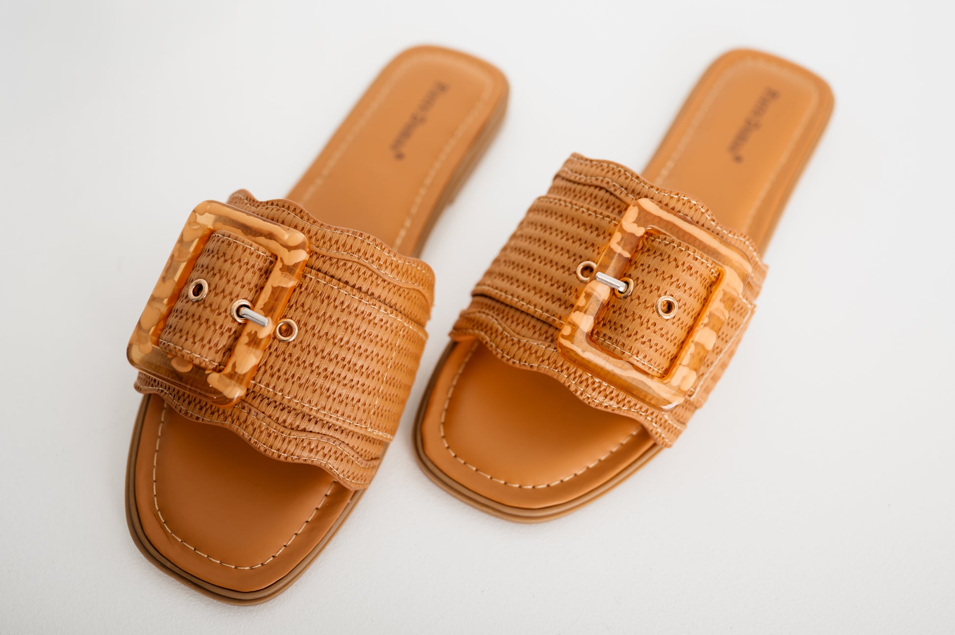 Press Raffia Slide Sandals - Tan Final Sale