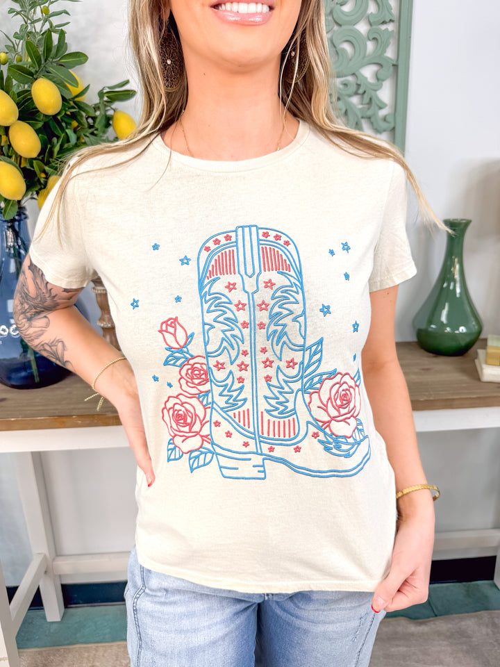 Puff Cowboy Boots & Floral Western Tee - Final Sale