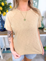 Raw Seam Raglan With Acid-Wash Character - Taupe