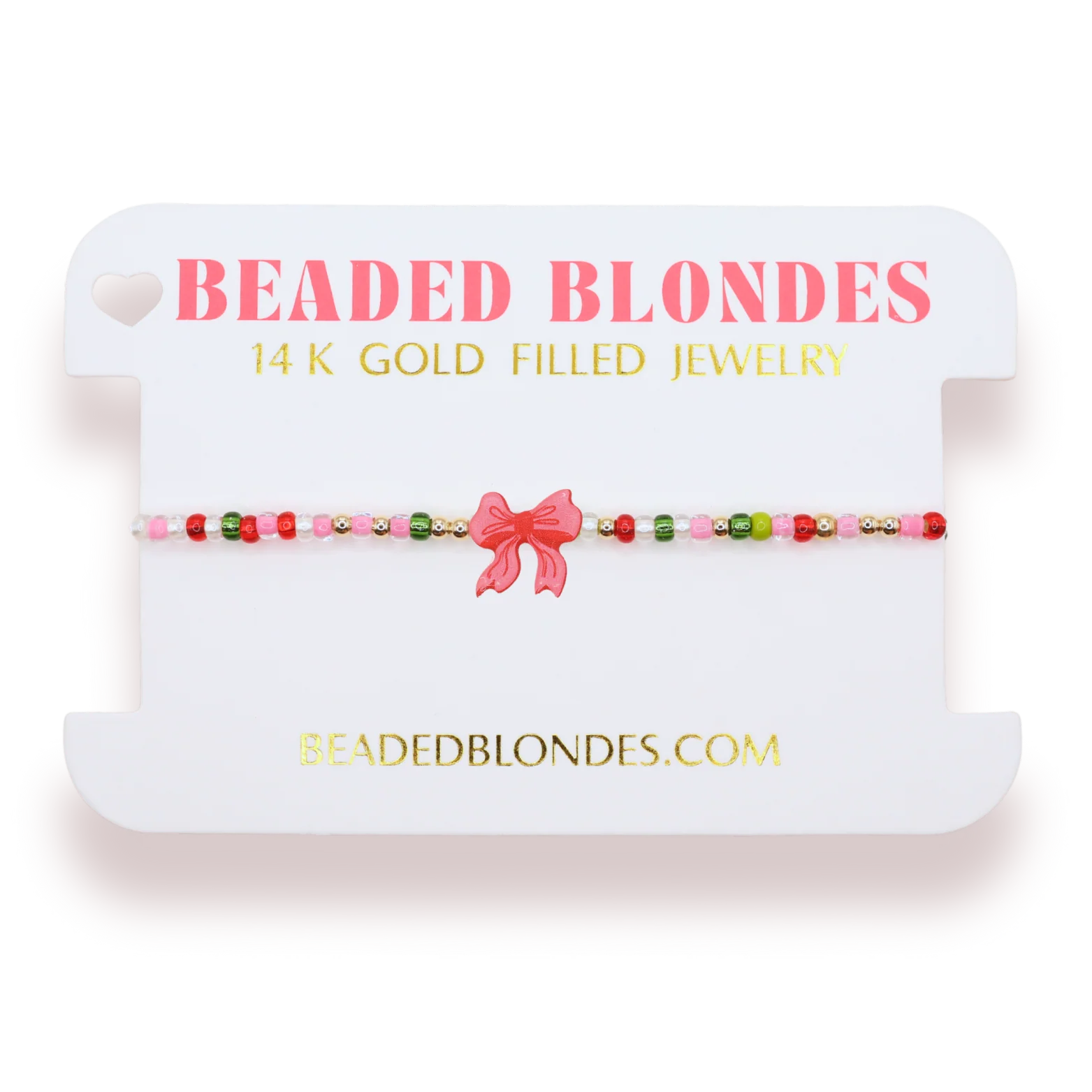 Beaded Blondes Red Bow Holiday Sprinkle Bracelet