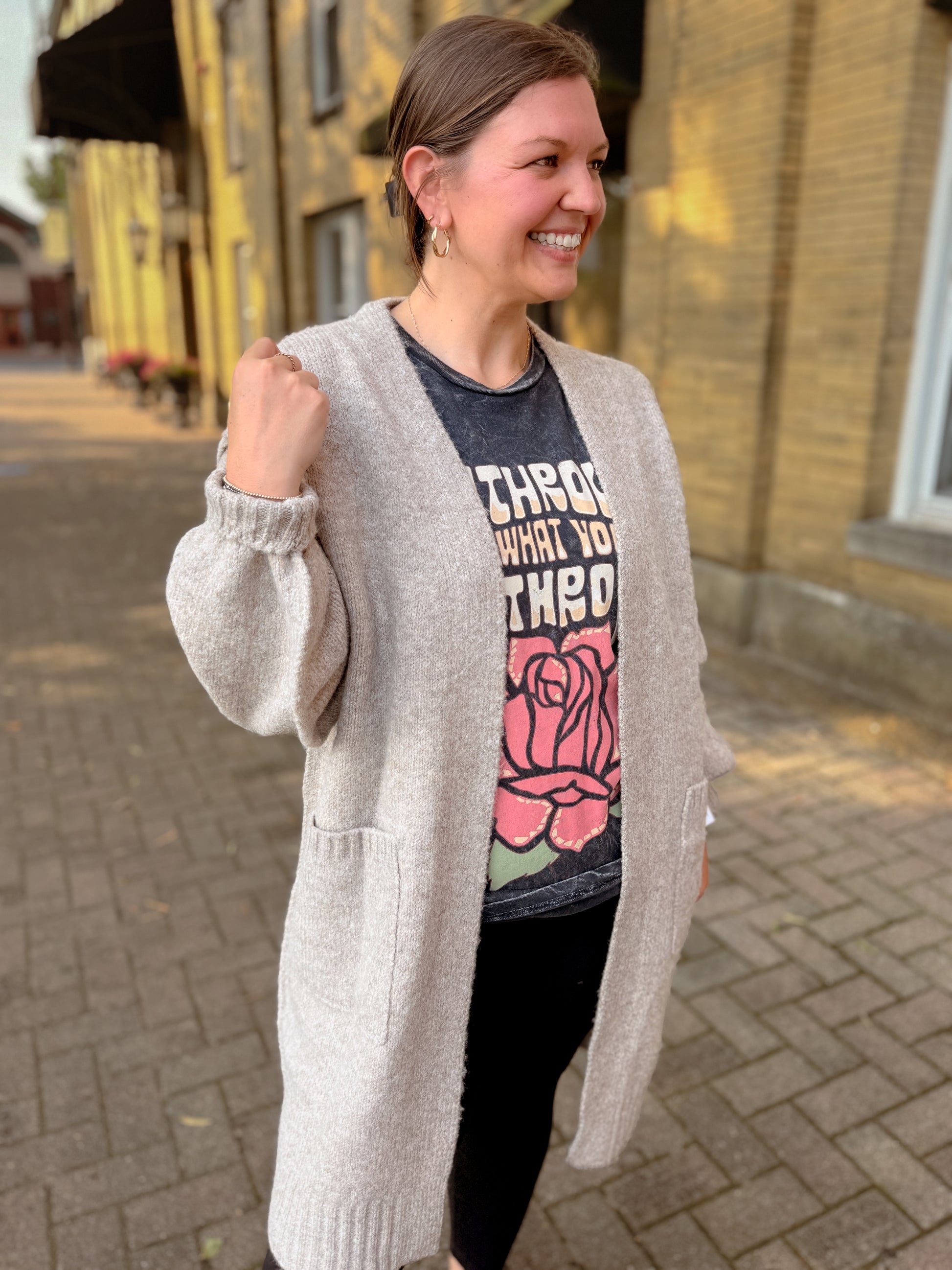 Relaxed Open Cardigan, Big Pocket Style