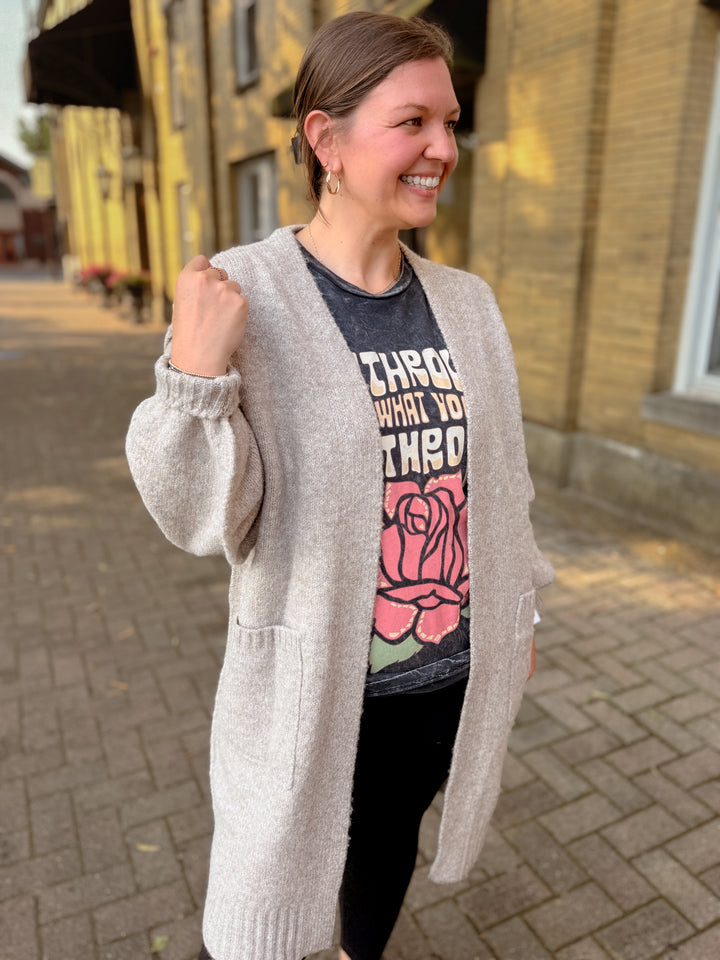 Relaxed Open Cardigan, Big Pocket Style