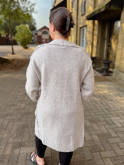 Relaxed Open Cardigan, Big Pocket Style
