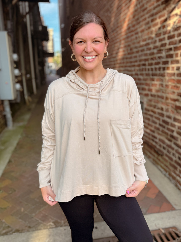 Relaxed Pocket Hoodie Pullover Top