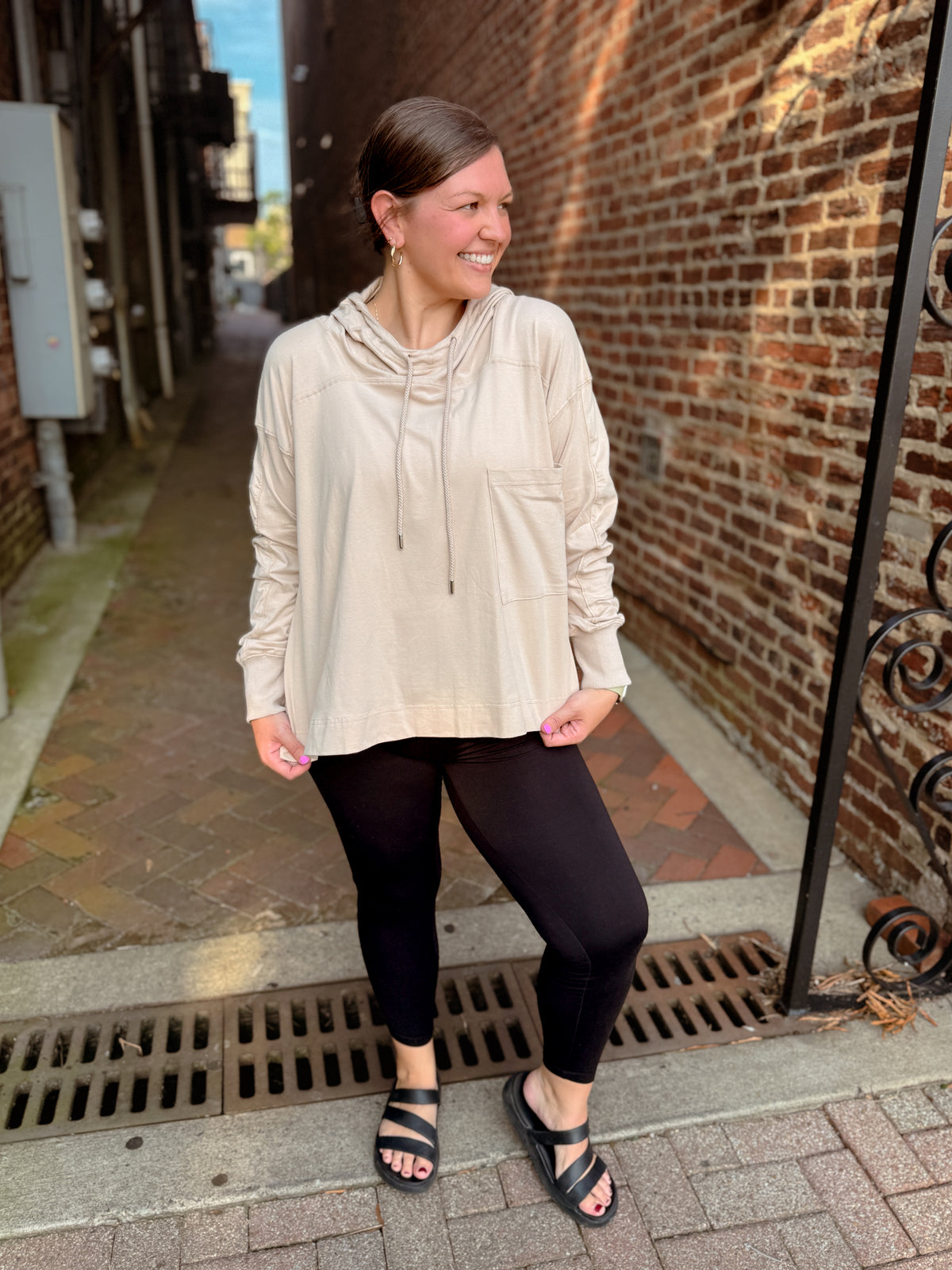 Relaxed Pocket Hoodie Pullover Top - Final Sale