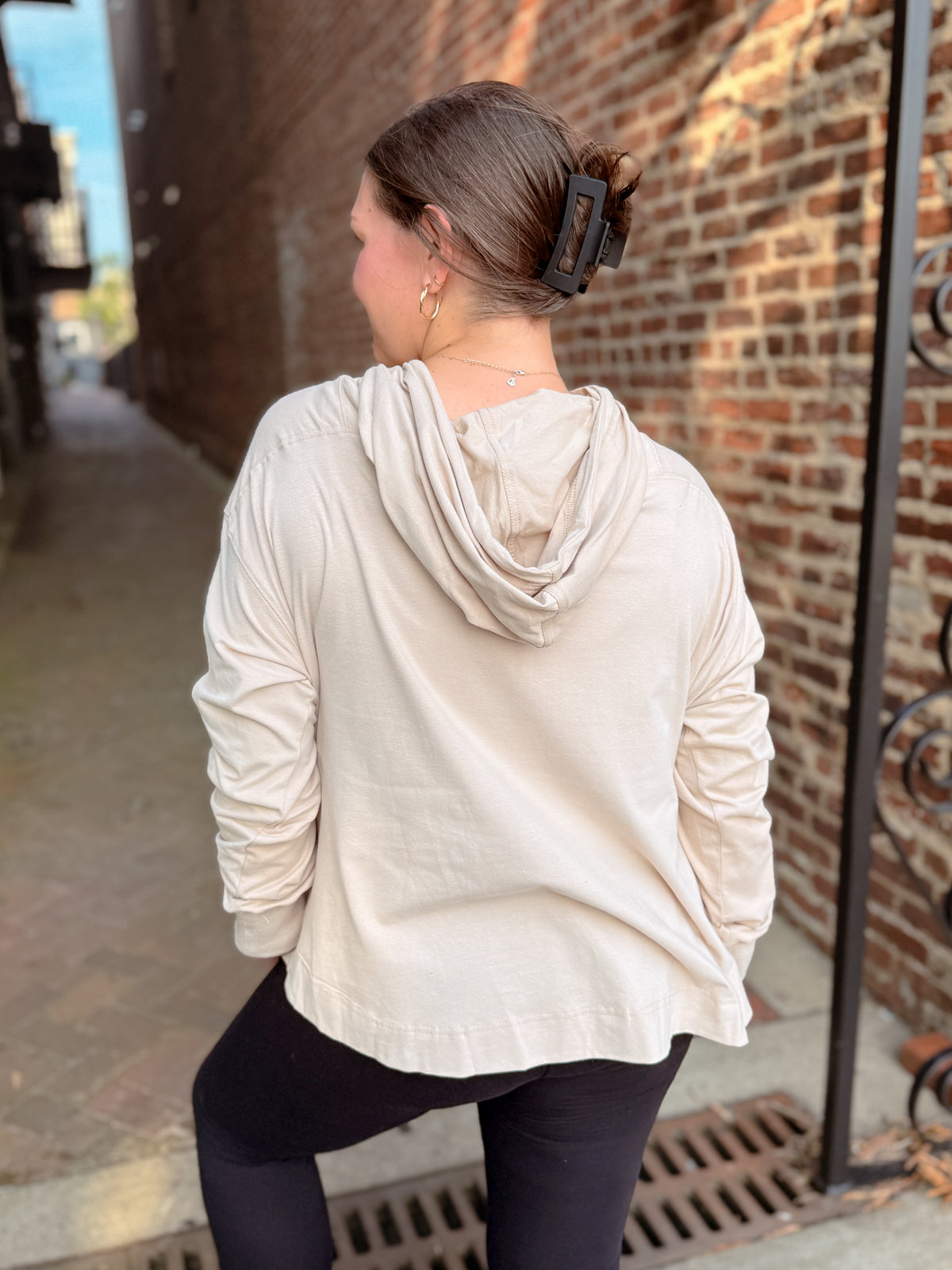 Relaxed Pocket Hoodie Pullover Top - Final Sale