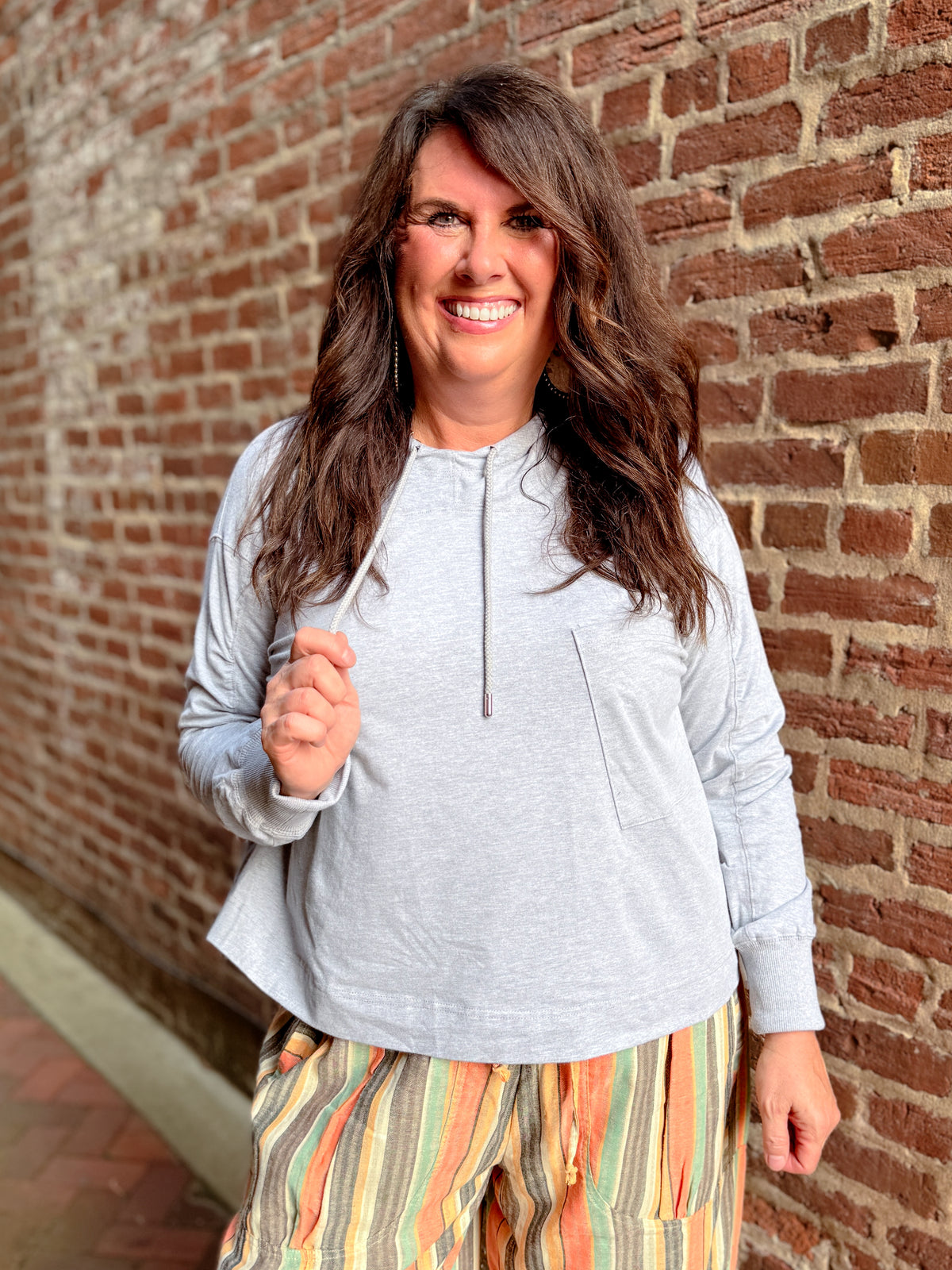 Relaxed Pocket Hoodie Pullover Top - Final Sale