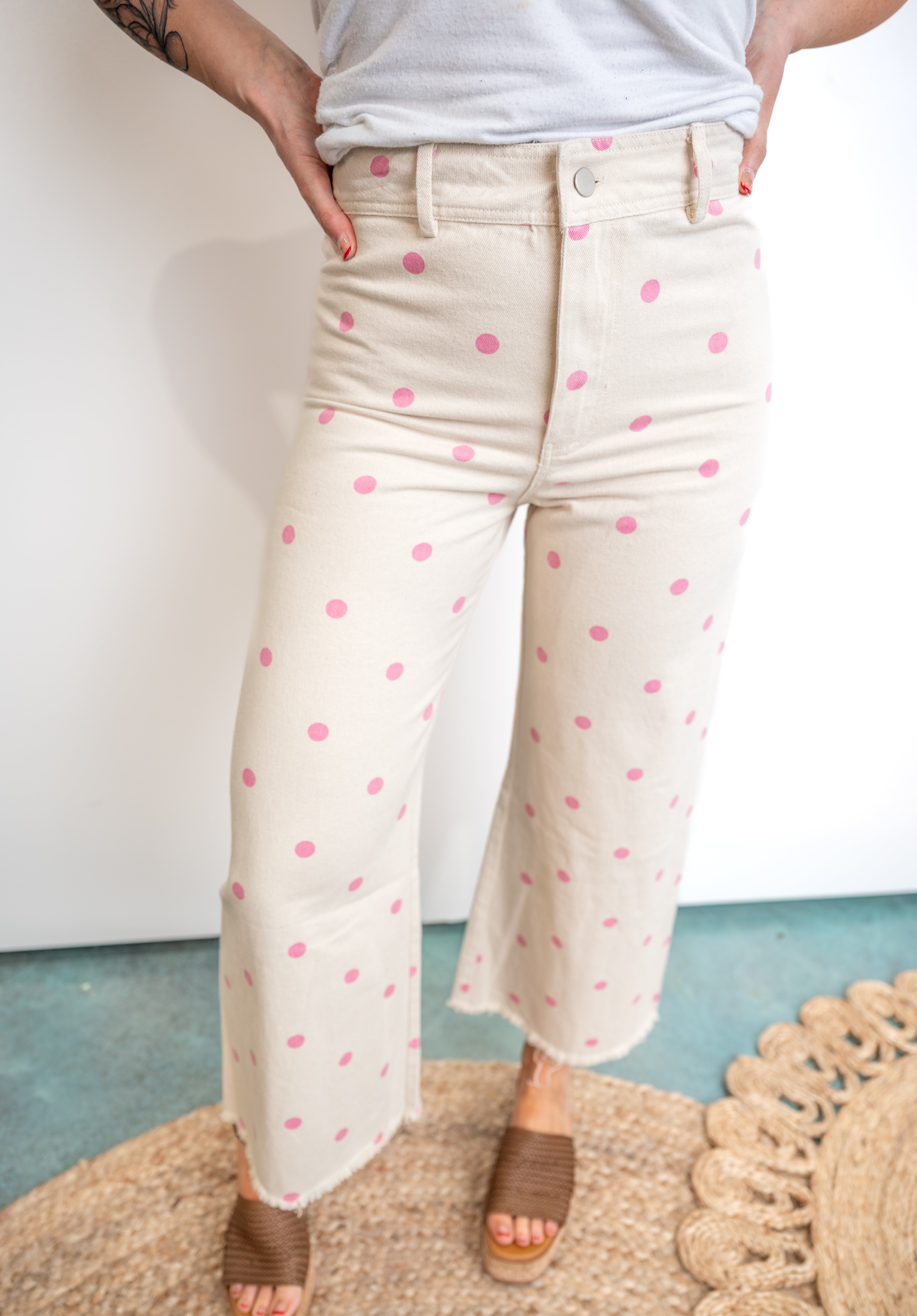 Relaxed Trousers with Polka Petal Print