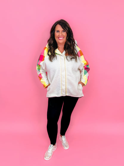 Retro Brights Fleece Hoodie Jacket