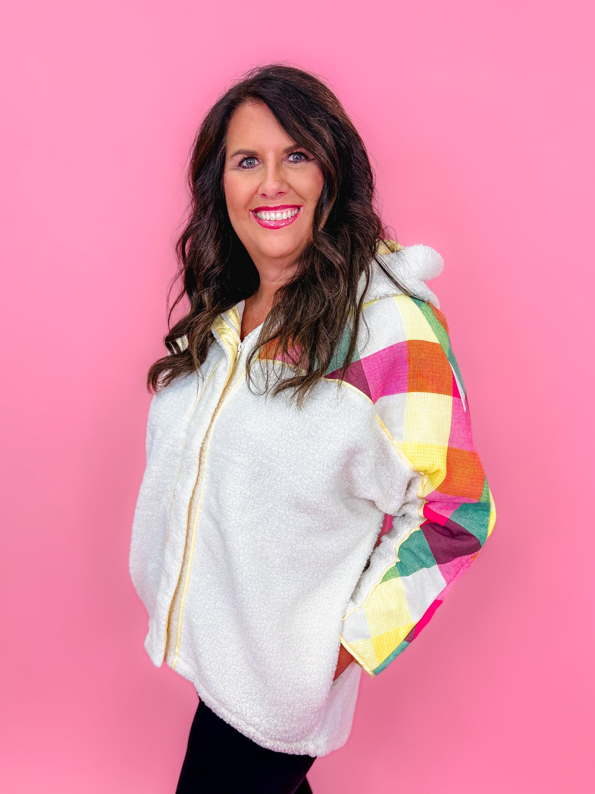 Retro Brights Fleece Hoodie Jacket