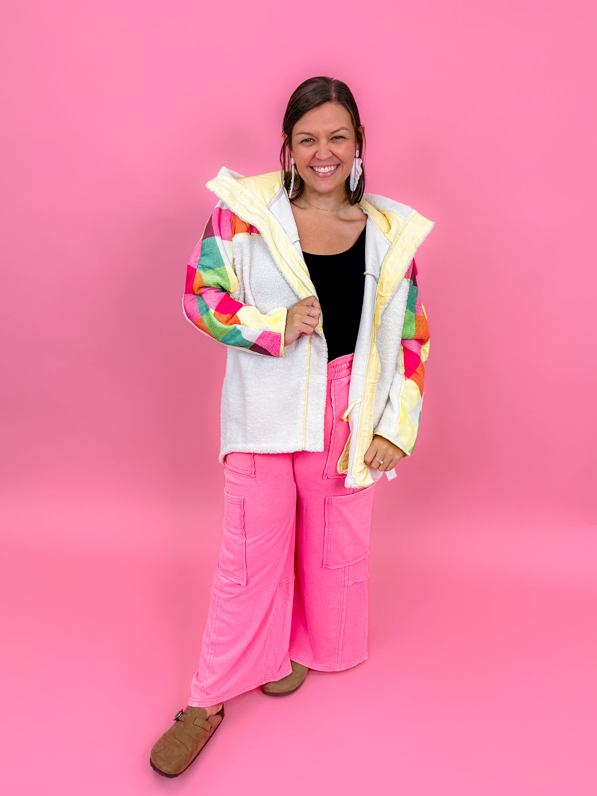 Retro Brights Fleece Hoodie Jacket