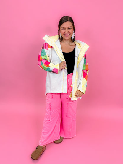 Retro Brights Fleece Hoodie Jacket