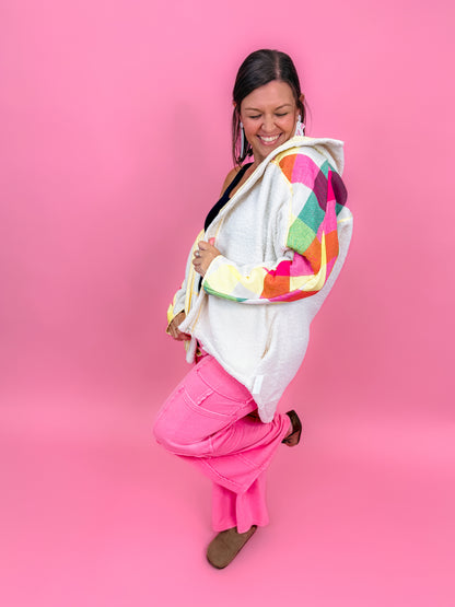 Retro Brights Fleece Hoodie Jacket