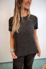 Ribbed Knit Wide-Leg Matching Set