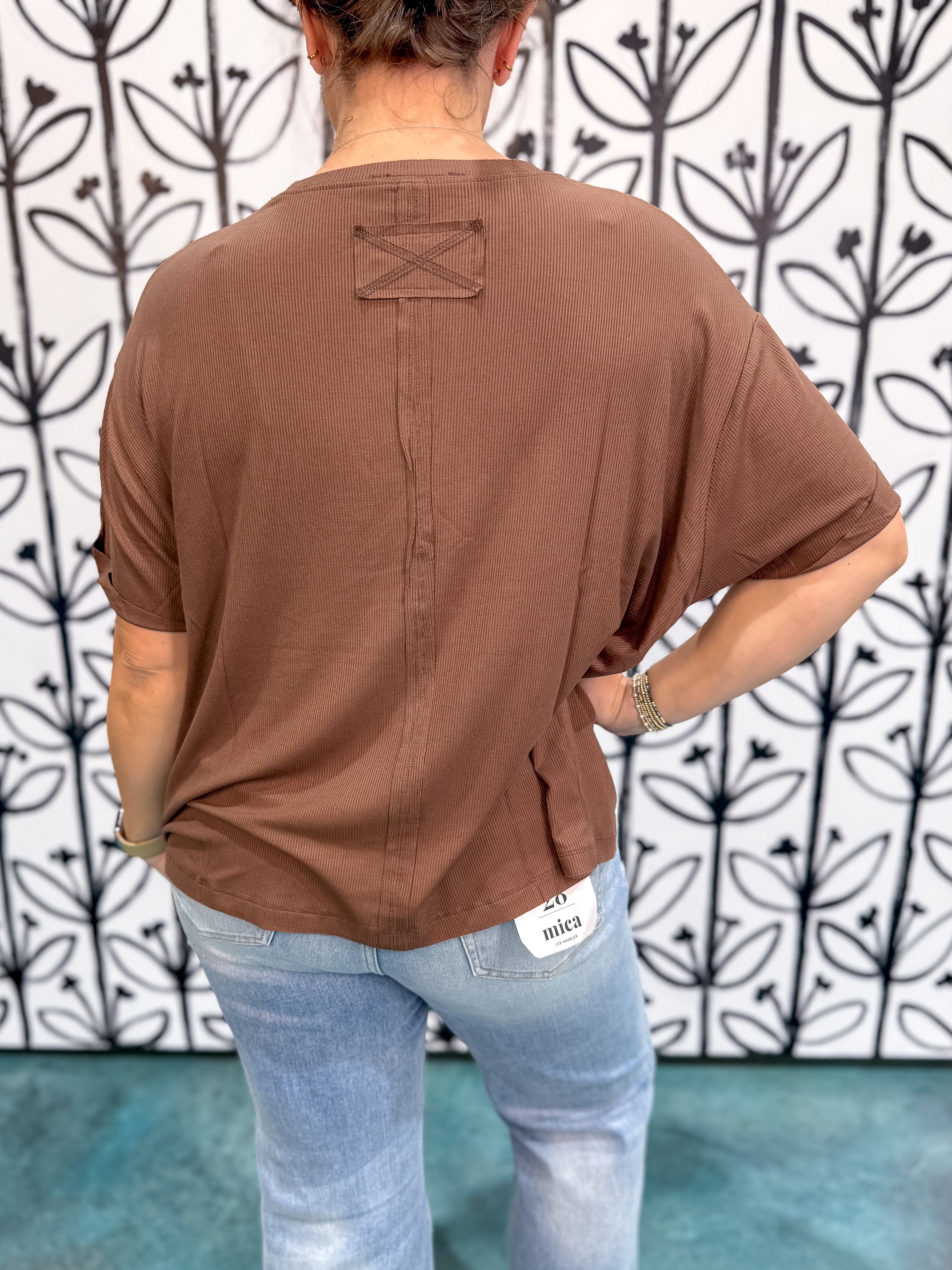 Ribbed Oversized Everyday Tee - Brown DOORBUSTER