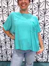 Ribbed Oversized Everyday Tee - Mint DOORBUSTER