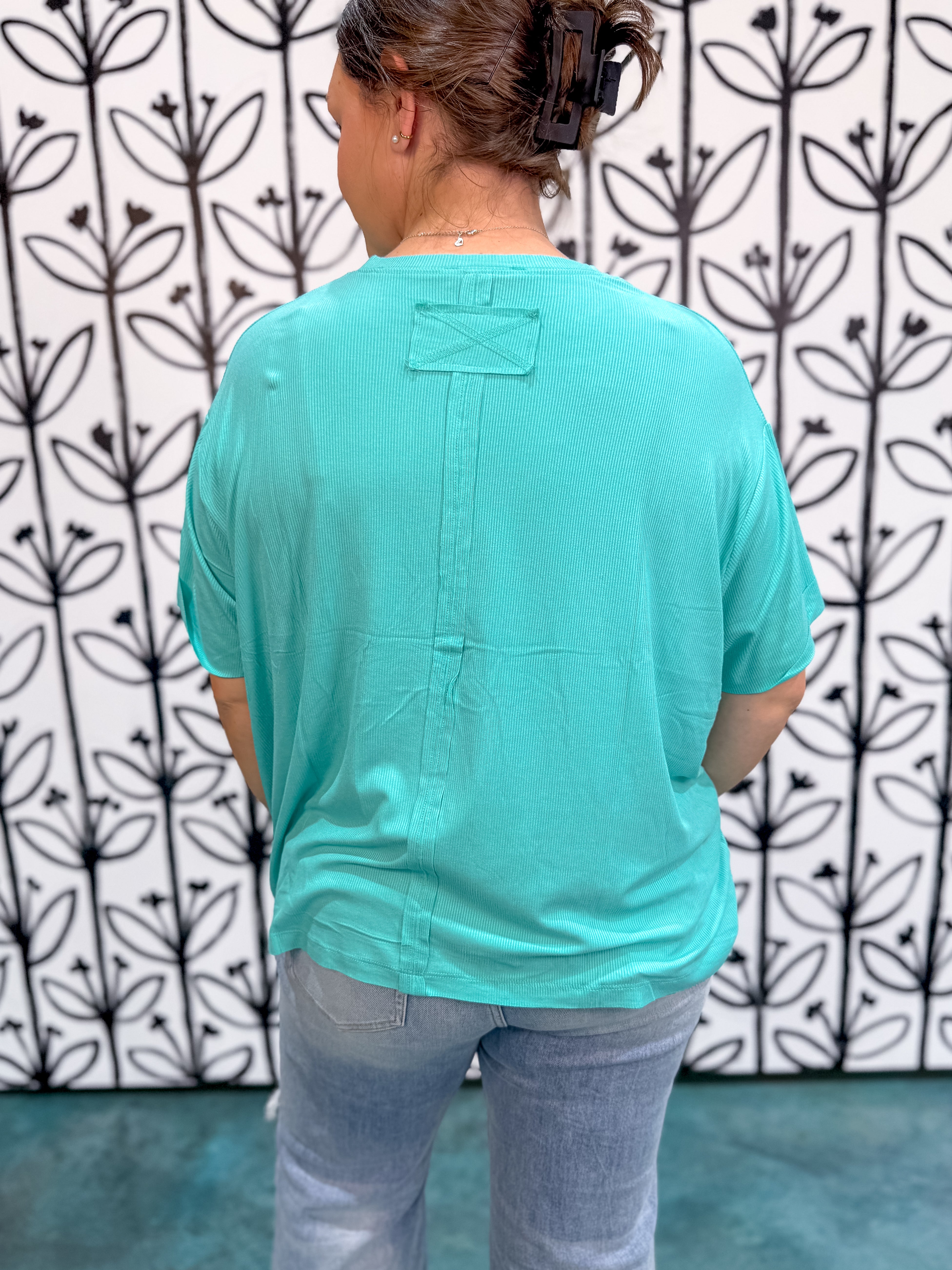 Ribbed Oversized Everyday Tee - Mint DOORBUSTER
