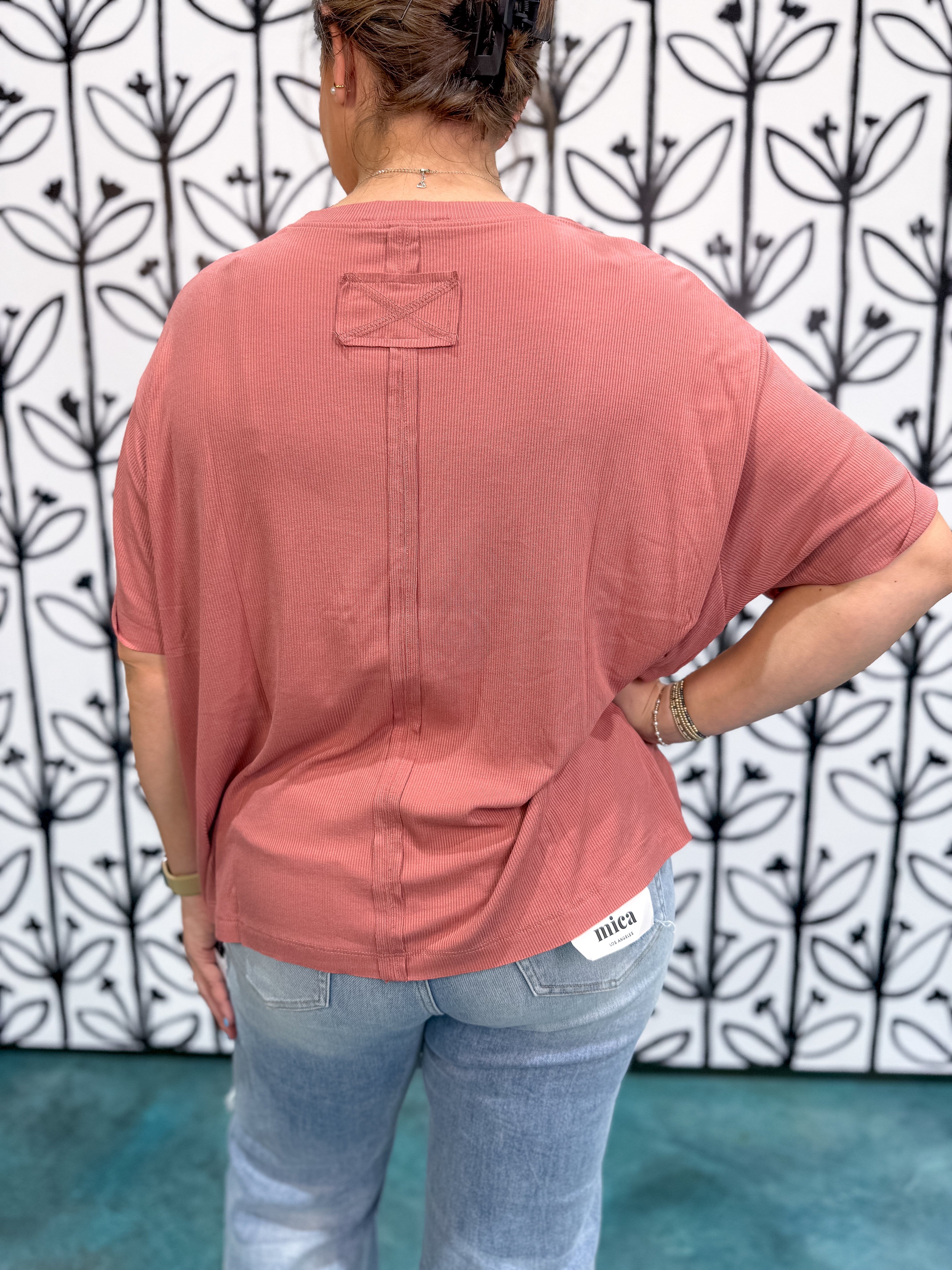Ribbed Oversized Everyday Tee - Winter Rose DOORBUSTER