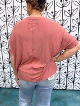 Ribbed Oversized Everyday Tee - Winter Rose DOORBUSTER