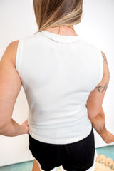 Ribbed Tank With Exposed Seam Detail - White