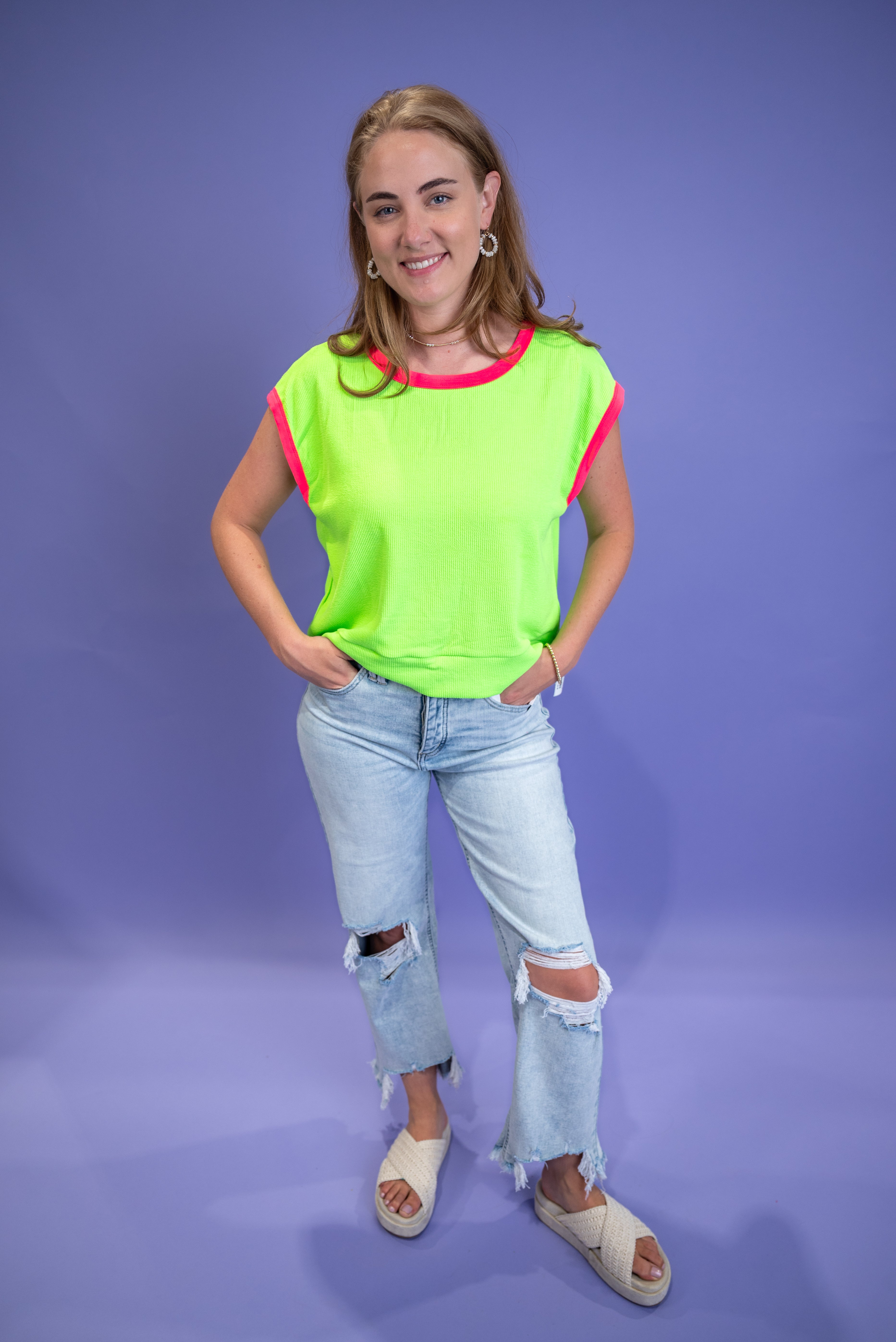 Ribline Contrast Knit Top