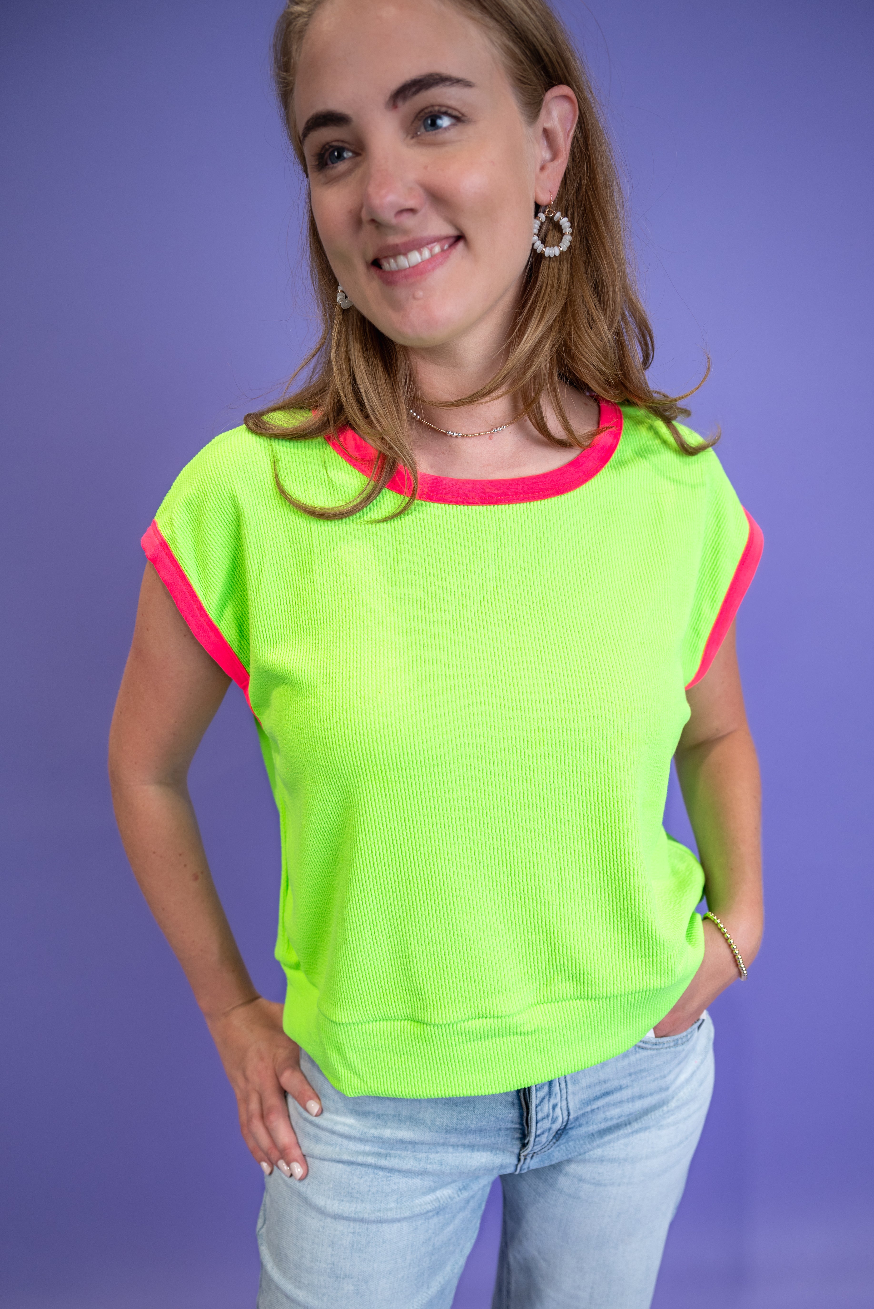 Ribline Contrast Knit Top