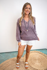 Rich Contrast Woven Top - Purple