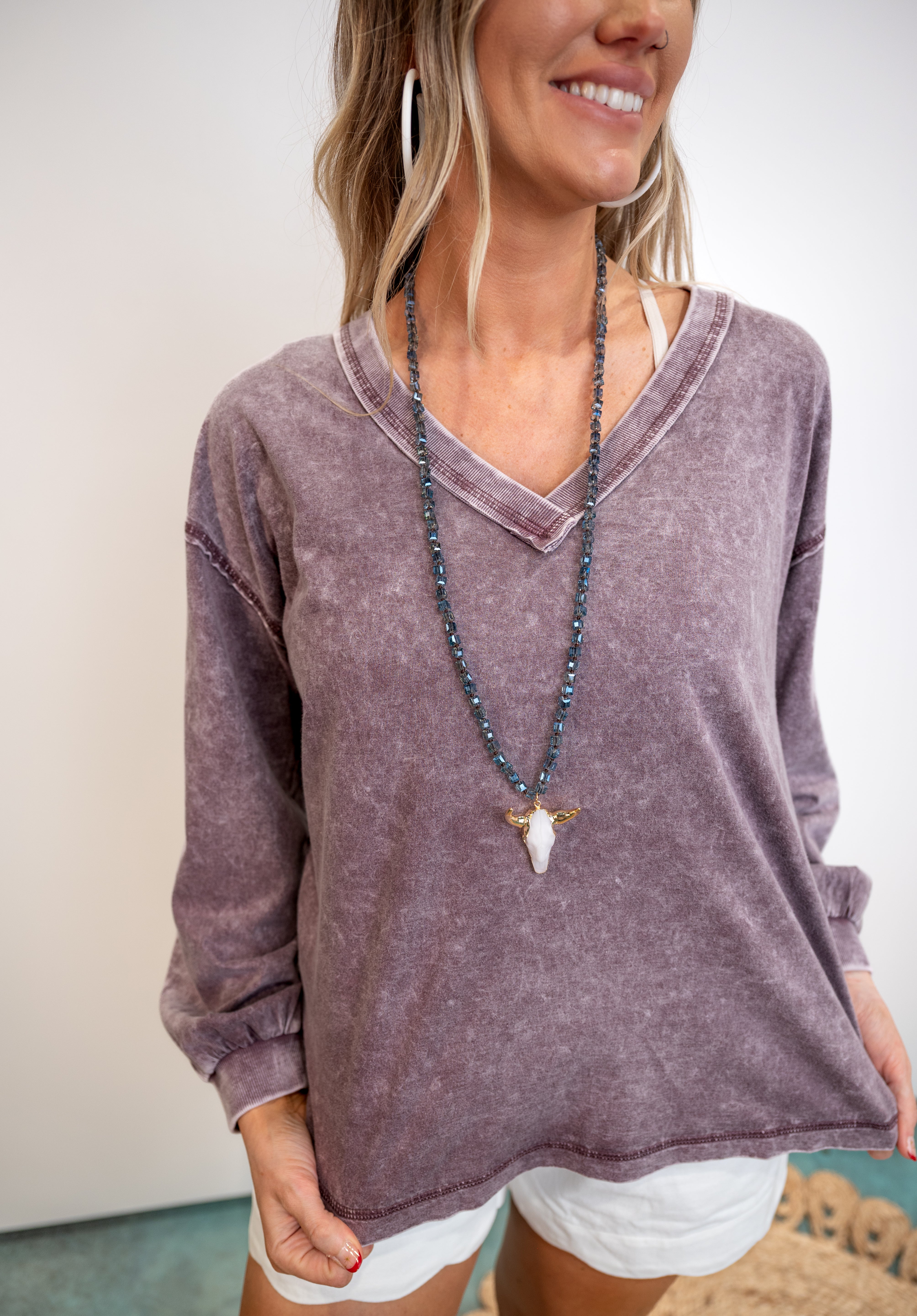 Rich Contrast Woven Top - Purple