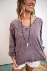 Rich Contrast Woven Top - Purple