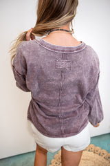 Rich Contrast Woven Top - Purple