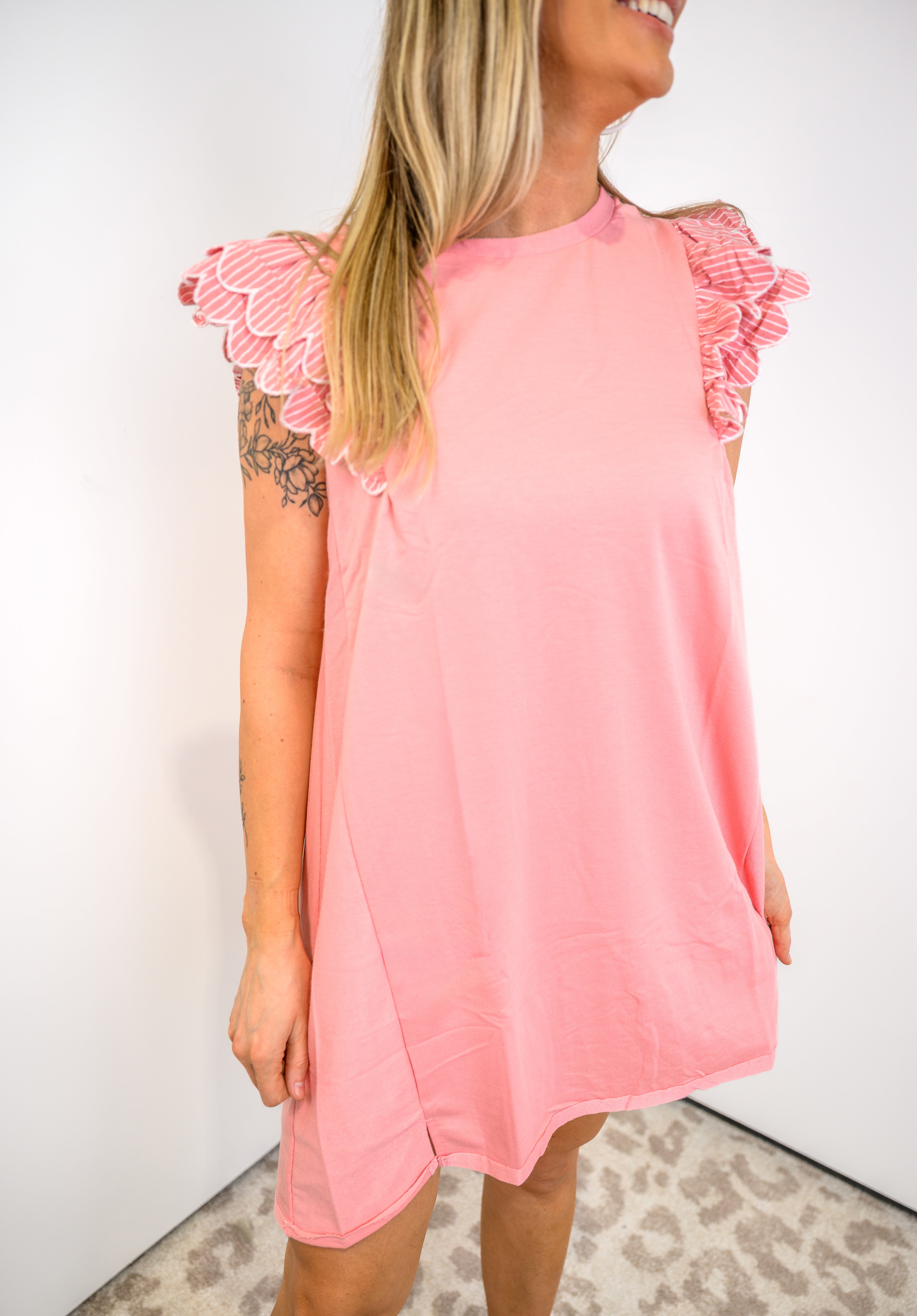 Ridge Knit Dress - Light Mauve