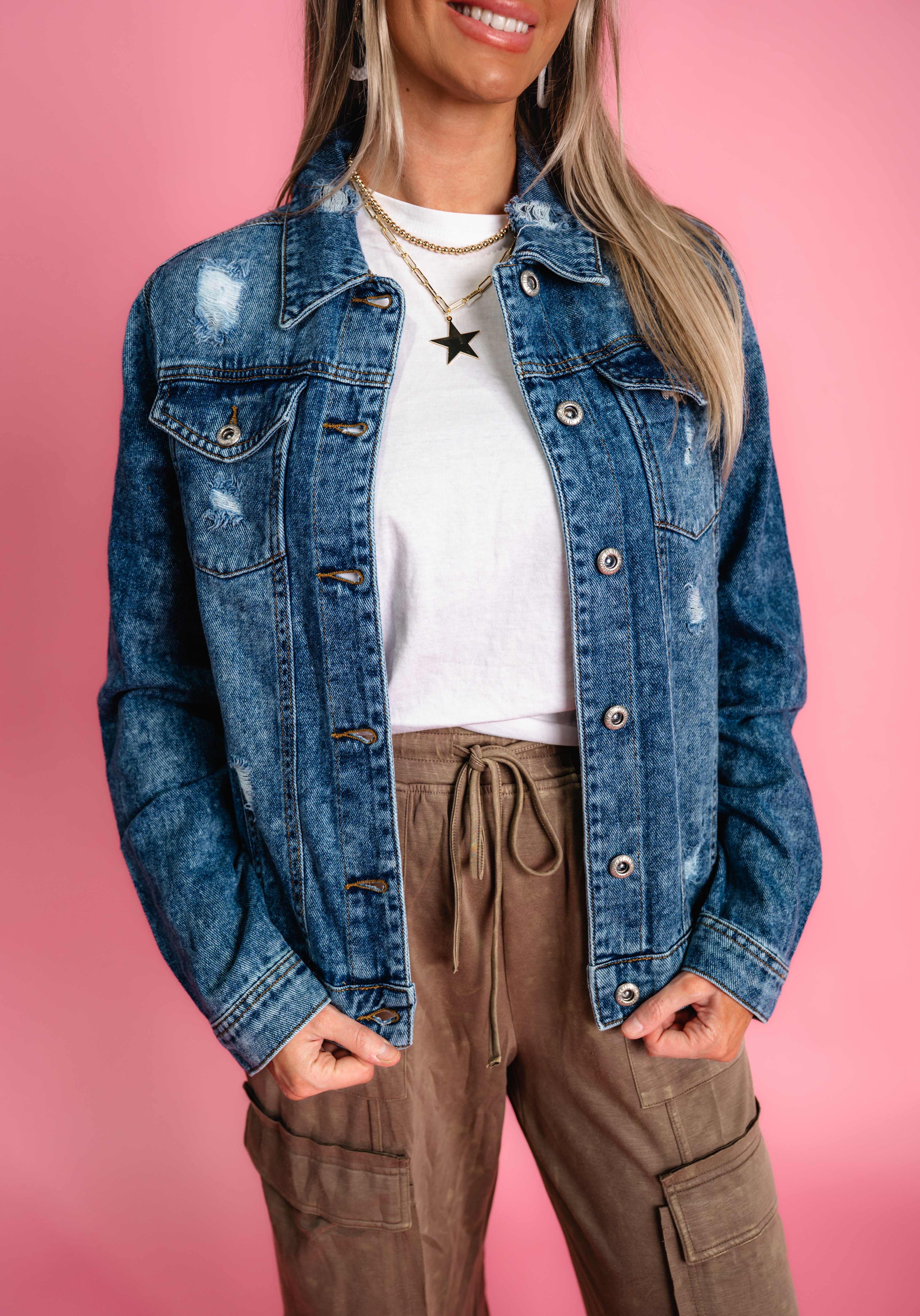 Ripped & Ready Denim Jacket - Medium