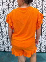 Ruffle Bloom Lounge Set - Orange